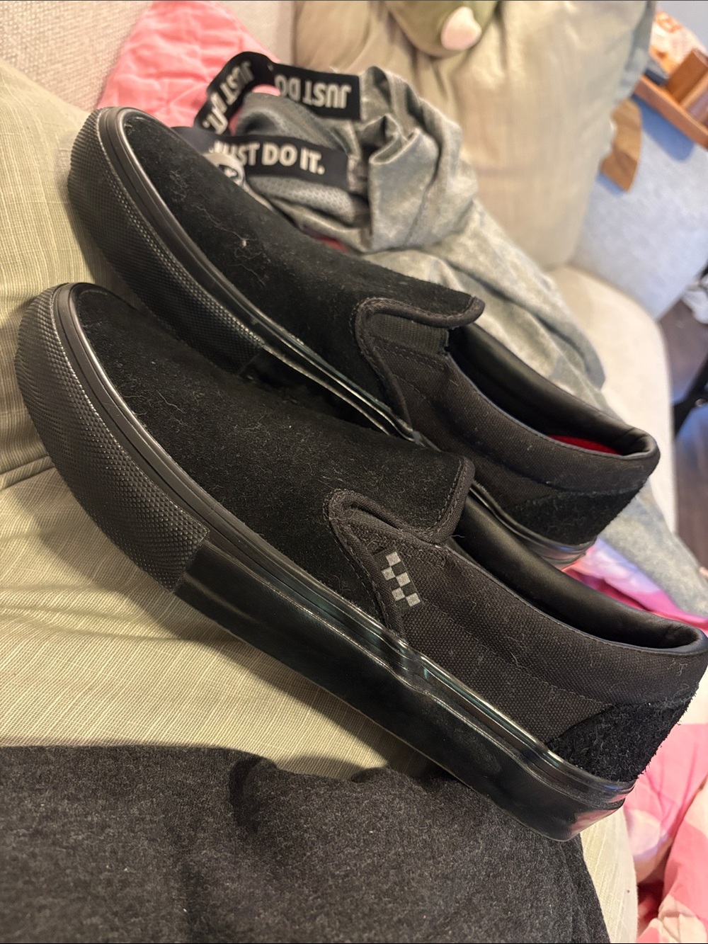 Men’s Vans Slip-On All Black Canvas and Suede